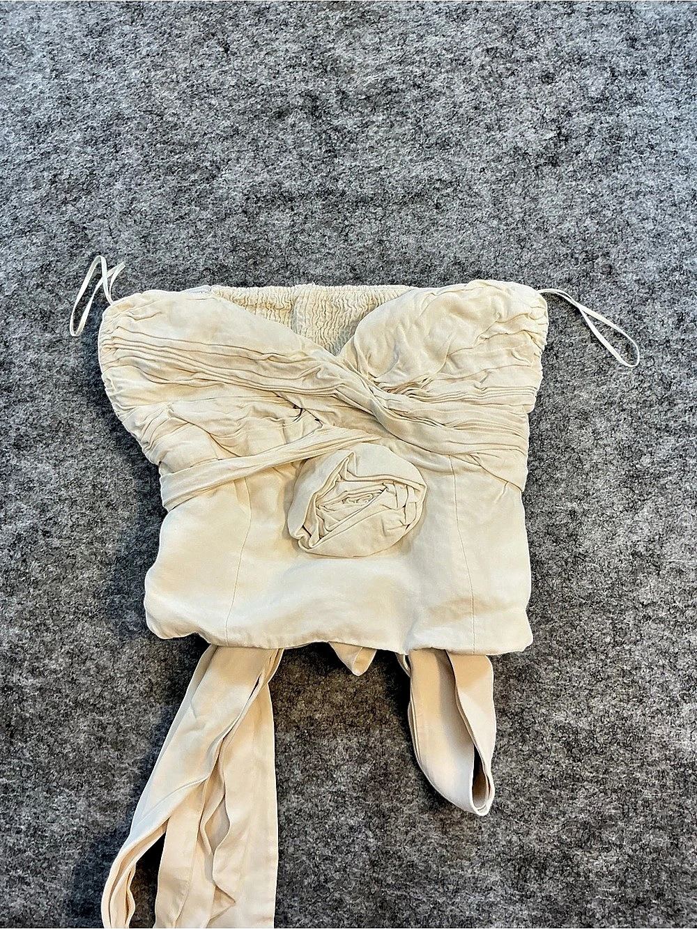 Zara Ruched Strapless Crop Top in Cream Size XS Like New